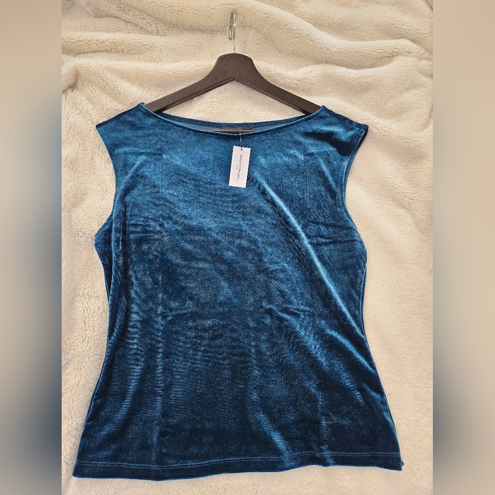 Banana Republic Teal Velvet Cowl Neck Tank Blouse ~M~ NWT! - Picture 6 of 7